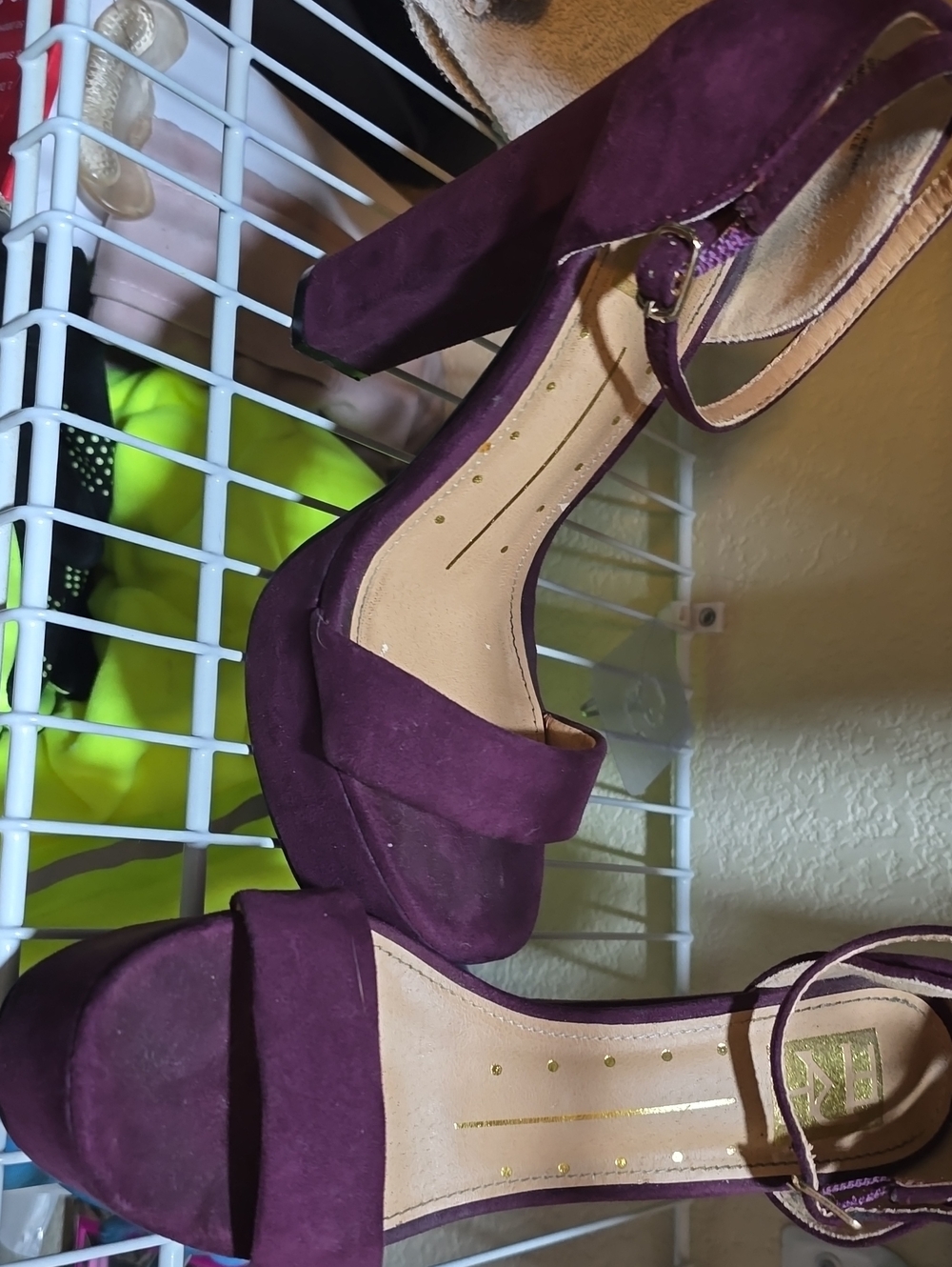 Women’s Purple Suede Block Heel Sandals with Ankle Strap